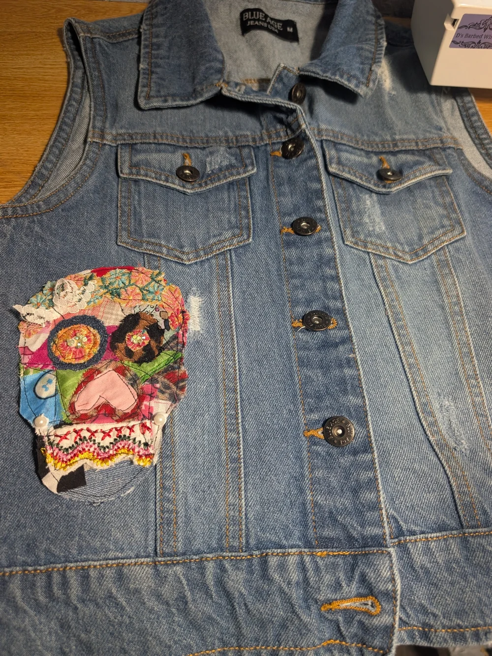 Handmade Multicolor Fabric Skull Brooch - Women Accessories
